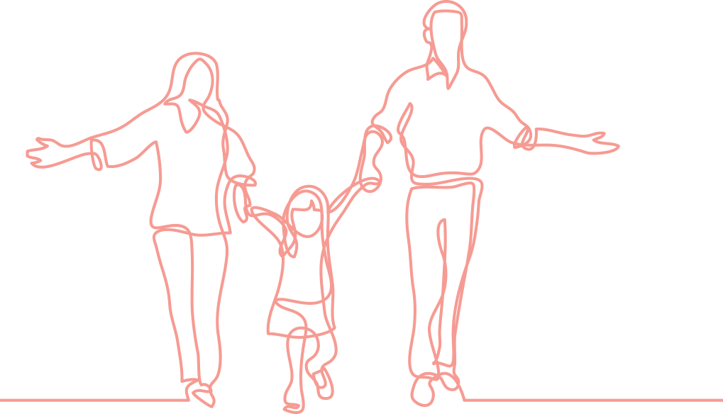 Line illustration of parents and child